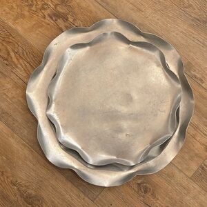 Vintage Aluminum Scalloped Edge Platters Set of 4